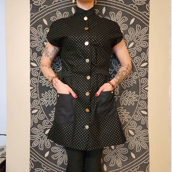 🪞 Handmade Black & Gold Apron Dress – One of a Kind ♣️ - Picture 3 of 10